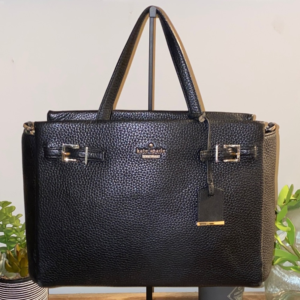 Kate Spade Holden Street Rani Black Pebbled Leather Satchel Handbag Shoulder Bag